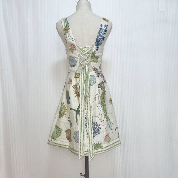 Alemais Sea Life Print Mini Dress - Cream - Picture 4 of 10